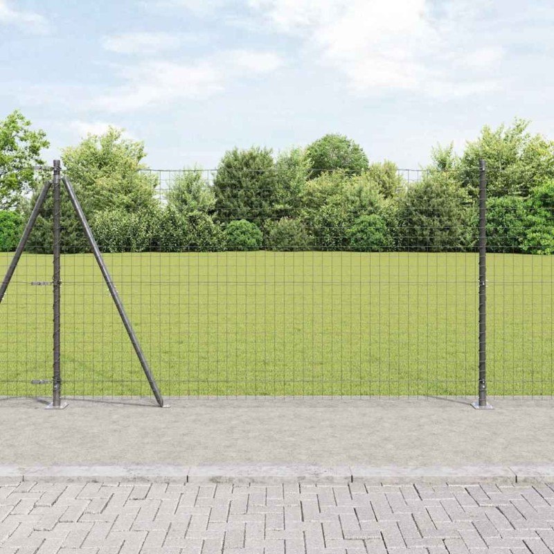 Clôture avec poteau Gris 1,2 x 25 m Acier et PVC 530260530260