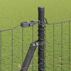 Clôture avec poteau Gris 1,6 x 10 m Acier et PVC 530269530269
