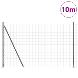 Clôture avec poteau Gris 1,5 x 10 m Acier et PVC 530270530270