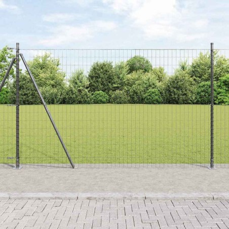 Clôture avec poteau Gris 1,4 x 10 m Acier et PVC 530271530271