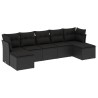 Salon de jardin 7 pcs avec coussins noir résine tressée 530334530334