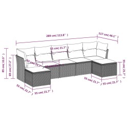 Salon de jardin 7 pcs avec coussins noir résine tressée 530334530334
