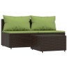 Salon de jardin 3 pcs avec coussins marron résine tressée 530622530622