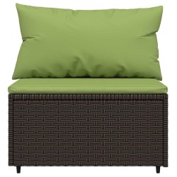 Salon de jardin 3 pcs avec coussins marron résine tressée 530622530622
