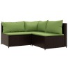 Salon de jardin 4 pcs avec coussins Marron Résine tressée 530623530623
