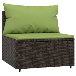 Salon de jardin 4 pcs avec coussins Marron Résine tressée 530623530623