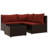 Salon de jardin 4 pcs avec coussins Marron Résine tressée 530624530624