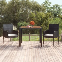 Table de jardin dessus en bois Noir 90x90x75 cm Résine tressée 530625530625