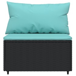 Salon de jardin 3 pcs avec coussins Noir Résine tressée 530626530626