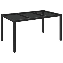 Table de jardin dessus en verre Noir 150x90x75cm Résine tressée 530627530627