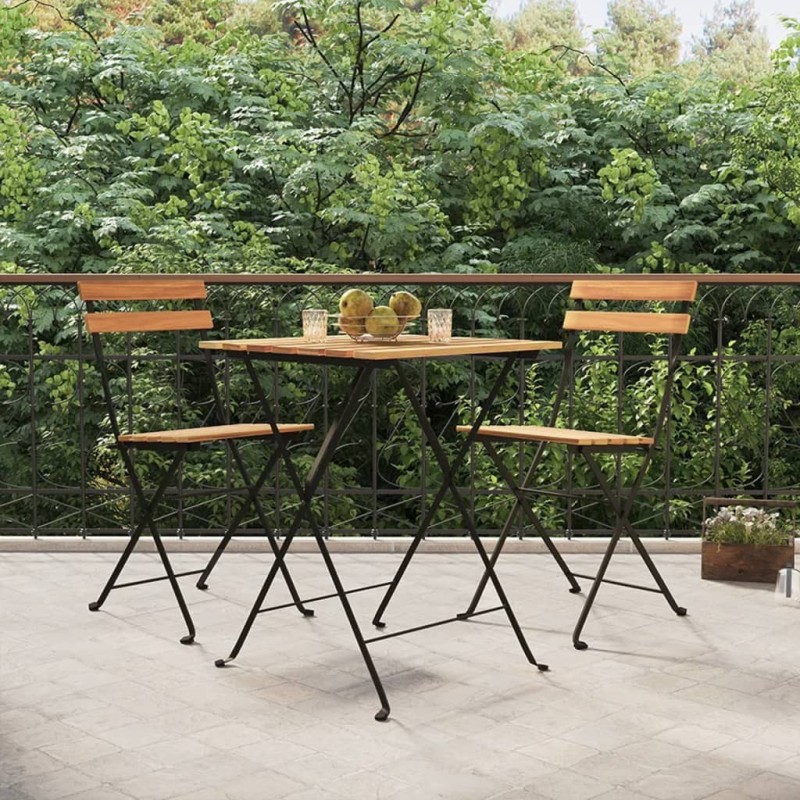 Chaises de bistrot pliantes lot de 2 Bois de teck solide acier 530633530633