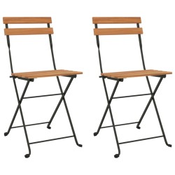 Chaises de bistrot pliantes lot de 2 Bois de teck solide acier 530633530633