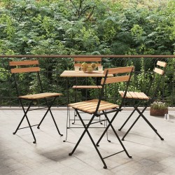 Chaises de bistrot pliantes lot de 4 Bois teck solide et acier 530634530634