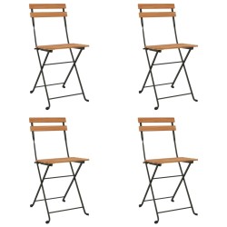 Chaises de bistrot pliantes lot de 4 Bois teck solide et acier 530634530634