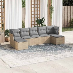 Salon de jardin avec coussins 7 pcs gris clair résine tressée 530647530647