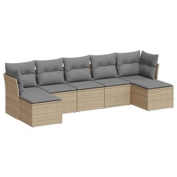Salon de jardin avec coussins 7 pcs gris clair résine tressée 530647530647