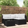 Salon de jardin 4 pcs avec coussins Noir Résine tressée 530654530654