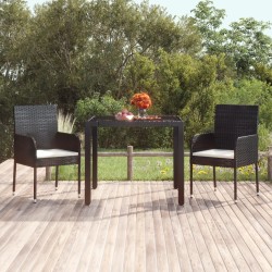 Table de jardin dessus en verre Noir 90x90x75 cm Résine tressée 530657530657