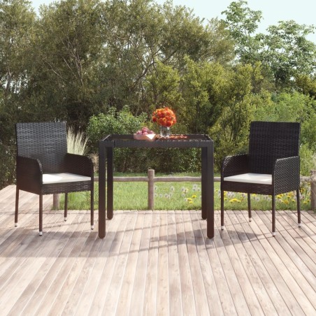 Table de jardin dessus en verre Noir 90x90x75 cm Résine tressée 530657530657