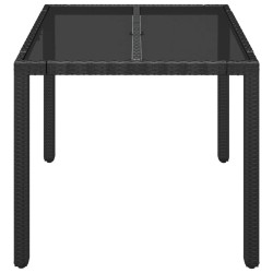 Table de jardin dessus en verre Noir 90x90x75 cm Résine tressée 530657530657