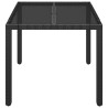 Table de jardin dessus en verre Noir 90x90x75 cm Résine tressée 530657530657