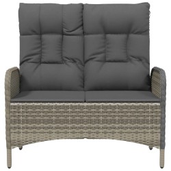 Banc de jardin inclinable avec coussins 107 cm Poly rotin Gris 530660530660