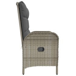 Banc de jardin inclinable avec coussins 107 cm Poly rotin Gris 530660530660