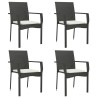 Chaises de jardin lot de 4 avec coussins Résine tressée Noir 530661530661
