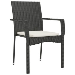 Chaises de jardin lot de 4 avec coussins Résine tressée Noir 530661530661
