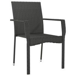 Chaises de jardin lot de 4 avec coussins Résine tressée Noir 530661530661