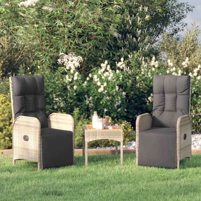 Chaises inclinables de jardin lot de 2 et table résine tressée 530689530689