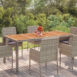 Table de jardin dessus en bois Gris 190x90x75 cm Résine tressée 530690530690