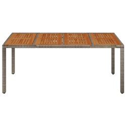 Table de jardin dessus en bois Gris 190x90x75 cm Résine tressée 530690530690