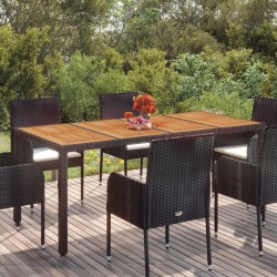 Table de jardin dessus en bois Noir 190x90x75 cm Résine tressée 530691530691