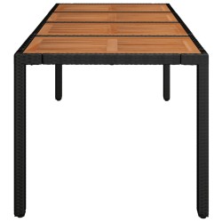 Table de jardin dessus en bois Noir 190x90x75 cm Résine tressée 530691530691