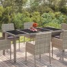 Table de jardin dessus en verre Gris 190x90x75cm Résine tressée 530692530692