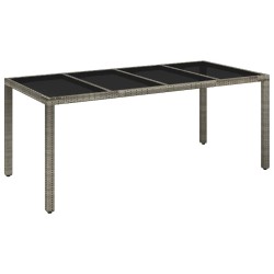Table de jardin dessus en verre Gris 190x90x75cm Résine tressée 530692530692