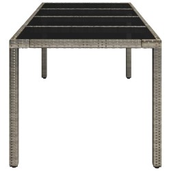 Table de jardin dessus en verre Gris 190x90x75cm Résine tressée 530692530692