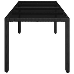 Table de jardin dessus en verre Noir 190x90x75cm Résine tressée 530693530693