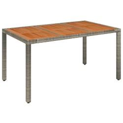 Table de jardin dessus en bois Gris 150x90x75 cm Résine tressée 530694530694