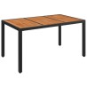 Table de jardin dessus en bois Noir 150x90x75 cm Résine tressée 530695530695