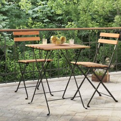 Table de bistro pliante 55x54x71cm Bois de teck solide et acier 530697530697