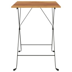 Table de bistro pliante 55x54x71cm Bois de teck solide et acier 530697530697