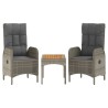 Salon de jardin 3 pcs avec coussins Gris Résine tressée 530698530698