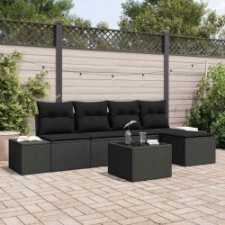 Ensemble de canapé de jardin avec coussin 6 pcs Noir polyrotin 530708530708