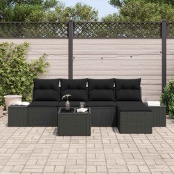 Ensemble de canapé de jardin avec coussin 6 pcs Noir polyrotin 530708530708