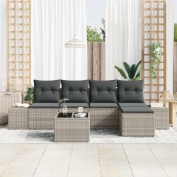 Ensemble de canapé de jardin 6 pcs Gris clair polyrotin 530709530709