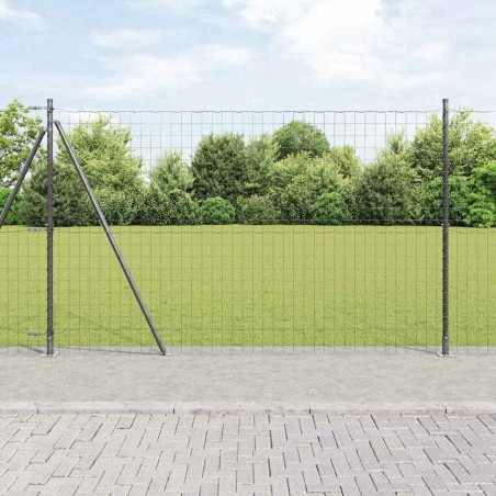Clôture avec poteau Gris 1,5 x 10 m Acier 530729530729