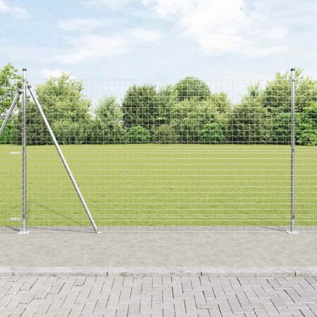 Clôture avec poteau Argenté 1,4 x 10 m Acier 530734530734