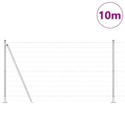 Clôture avec poteau Argenté 1,2 x 10 m Acier 530758530758